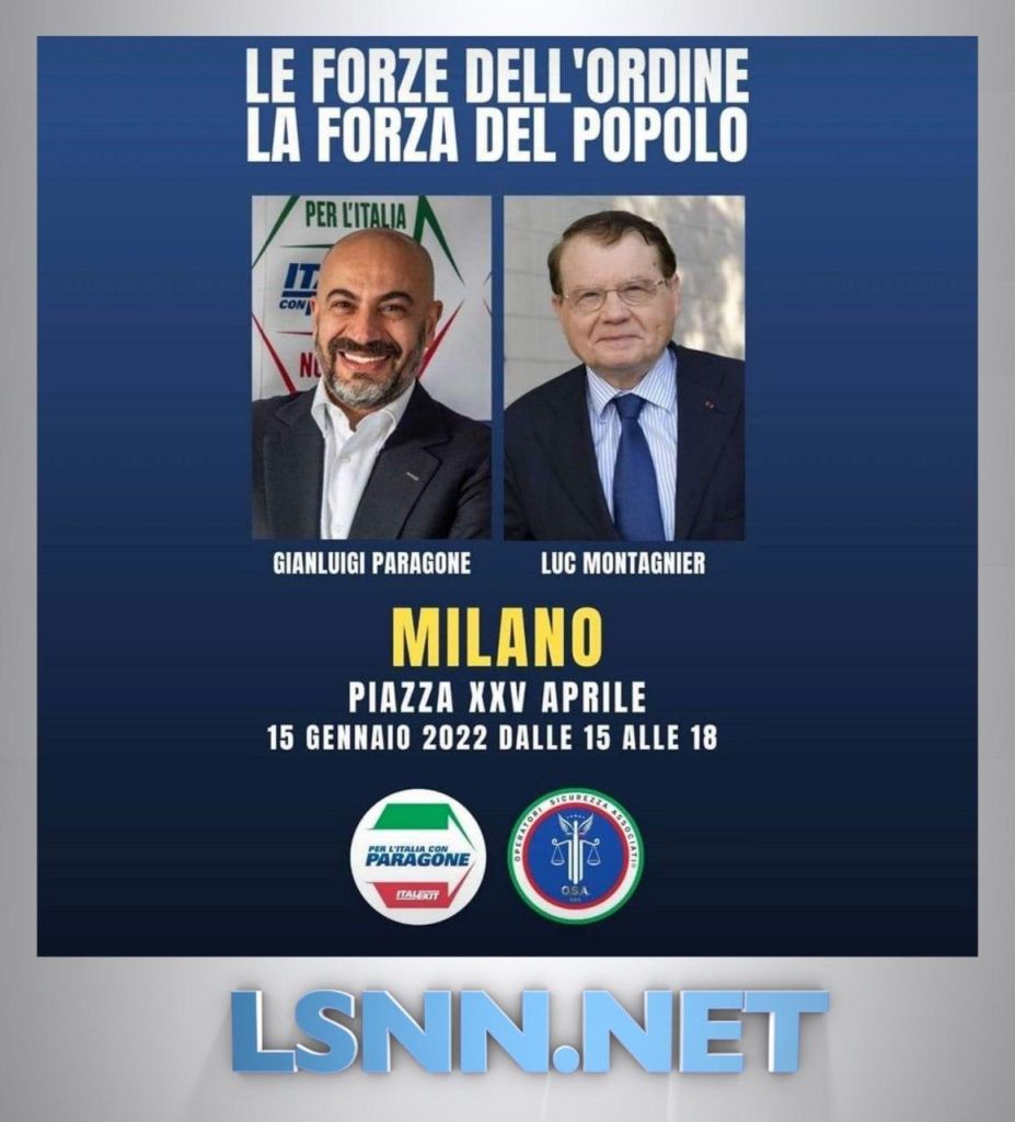 Paragone con il premio Nobel Luc Montagnier, in piazza a Milano, per i diritti e le libertà